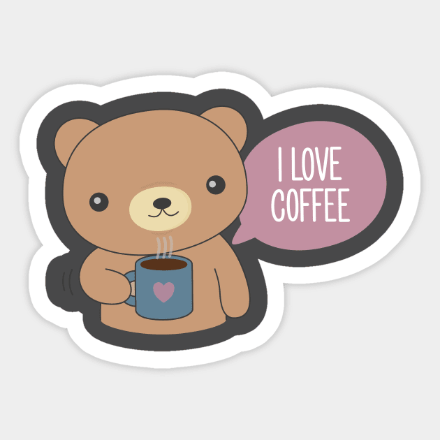 Cute Coffee Drinking Bear T-Shirt Sticker by happinessinatee